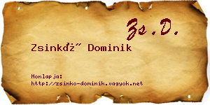 Zsinkó Dominik névjegykártya